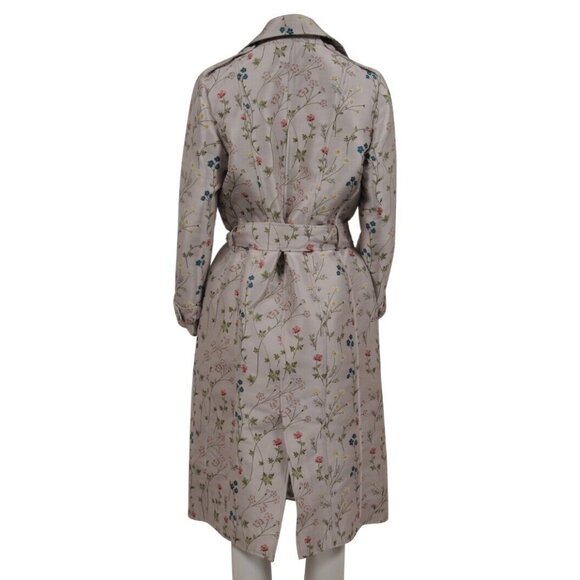Giuseppe Di Morabito Double Breasted Floral Trench Coat IT 50 Tan Long Jakcet - Picture 2 of 12